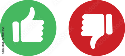 Fényképezés Thumb up and thumb down vector icon collection, showing positive and negative ha