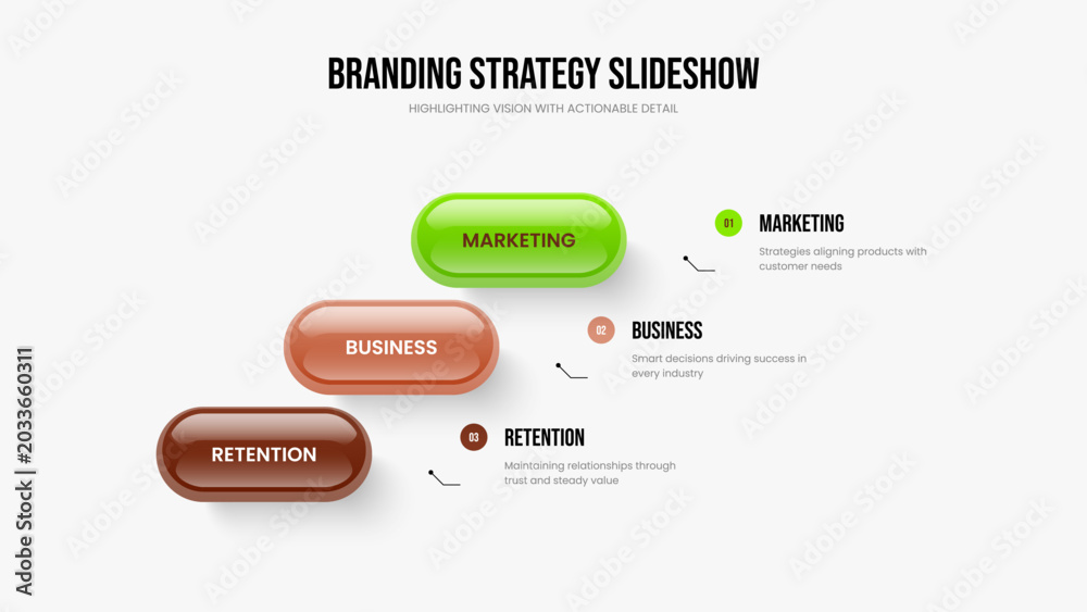 Obraz premium Modern Development Slide Layout Vector Illustration. Business Planning 3 Step Infographic Slideshow Template. Creative Overview Three Element Diagram Frame Design.