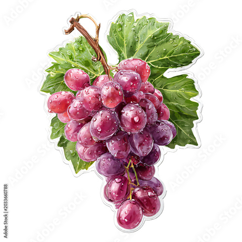 Professional Purple Grape Sticker on Transparent Background for Creative Designs