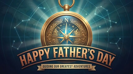 Compass with Happy Father's Day banner and text