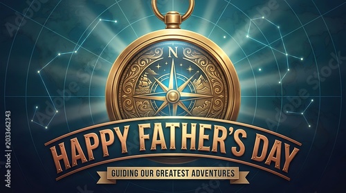 Compass with Happy Father's Day banner and text