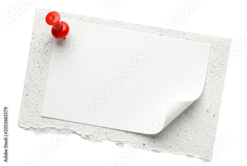 Isolated pinned white paper piece element