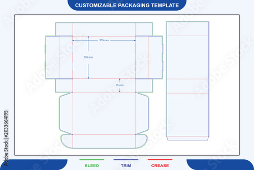 Photos Customizable packaging template with tuck front box dieline and sleeve layout, f