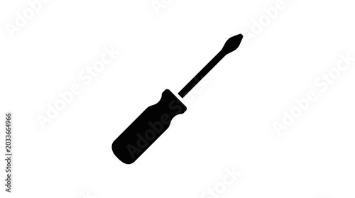 Tableau sur toile Screwdriver Silhouette On White Background Minimalist Tool Icon
