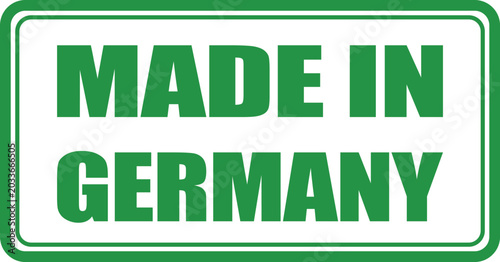 Foto A clear green rectangular label featuring Made in Germany text for product origi