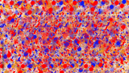 Canvas Print Abstract expressionist paint splatter background, vibrant red and blue artistic
