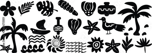 Tableau sur toile Tropical Summer Elements Collection vector