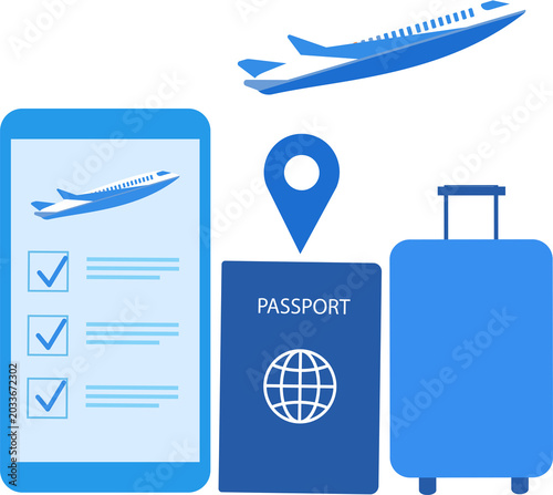 Go travel concept, online travel and tourism booking worldwide and service vector illustration
