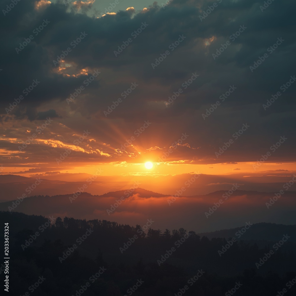 Fototapeta premium sunset in the mountains
