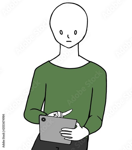 Person using tablet at waist level