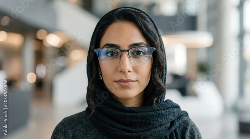 Minimal Portrait of Woman with Eyeglasses Looking Forward