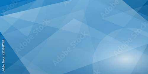 Abstract blue background with geometric triangular shapes and soft light flares for modern digital design