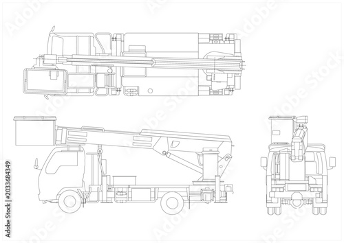 Schilderij op canvas A telescopic boom truck is a heavy-duty vehicle that is extremely useful for wor