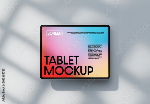 Tablet Screen Mockup with Soft Window Shadows