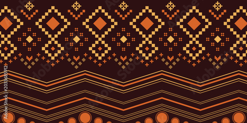 Obraz na plátně Nature vintages cross stitch traditional ethnic pattern paisley flower Ikat back