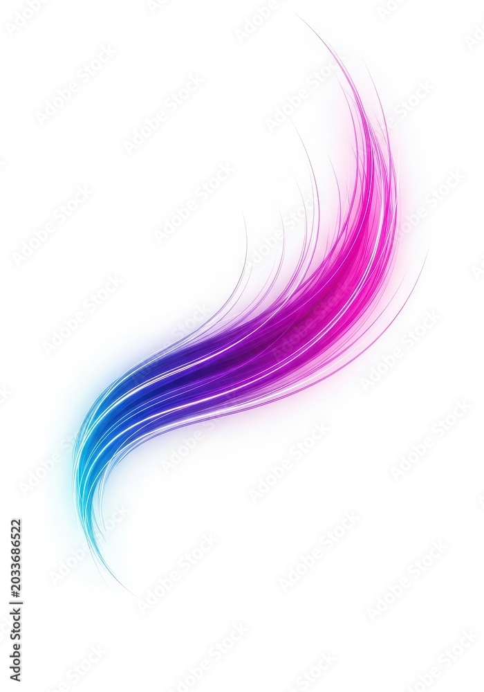 Obraz premium Abstract Glowing Neon Wave of Light Lines in Blue Purple and Pink Gradient Isolated on White Background