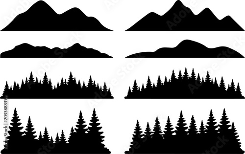 Mountain Forest Silhouette Bundle Vector Set