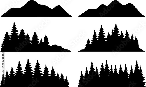 Mountain Forest Silhouette Bundle Vector Set