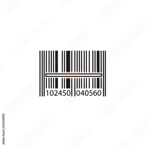 Barcode scanner icon with red laser line for retail.