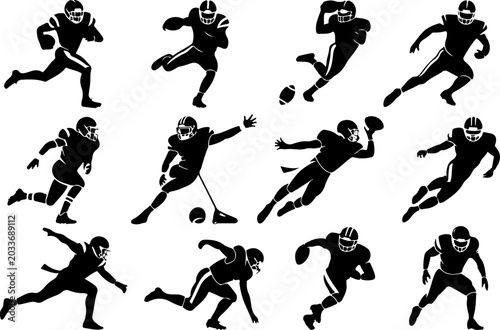 Football Player Silhouette SVG Bundle