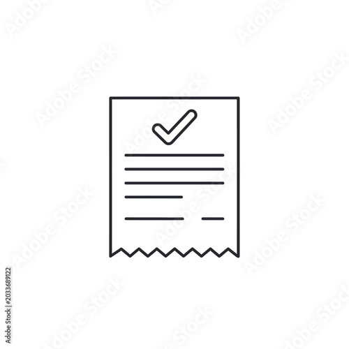 Bill receipt with checkmark line icon.