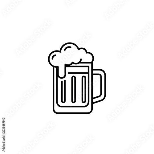 Beer mug with foam line icon.