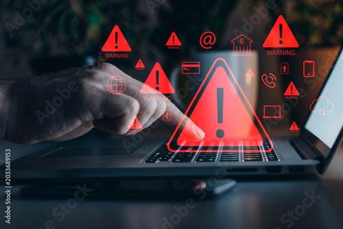 Принти на полотні Scam message warning displayed on a computer screen during online activity