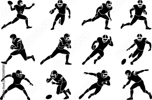 Football Player Silhouette SVG Bundle
