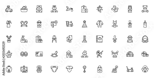 Cuadro en lienzo Baby shower icon set