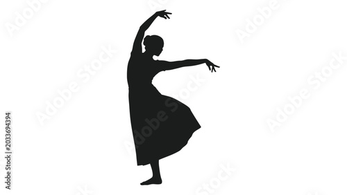 Foto Dancer silhouette against a white background a striking black shape of a perform