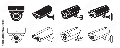 Obraz na płótnie Cctv surveillance security camera equipment set with wall mounted and ceiling dome units for site monitoring