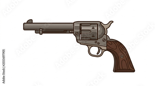 Photography Antique Western Revolver Pistol Illustration.