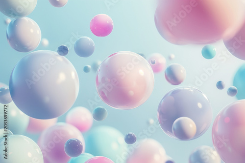 Minimalist 3D floating spheres abstract geometric background