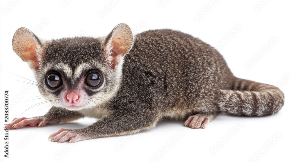 Fototapeta premium A Bushbaby With Big Eyes on a White Background