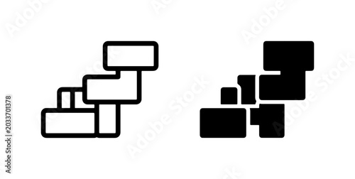 Photography Abstract Geometric Steps, Staircase Icon Set, Minimalist Building Blocks, Modern