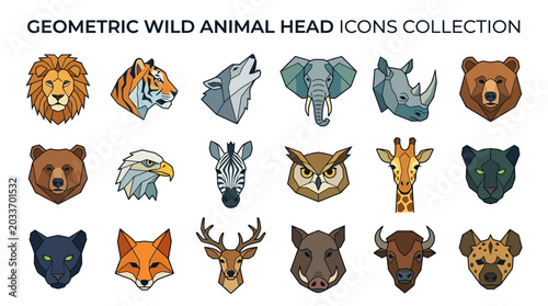 Photos Geometric Wild Animal Head Icons.