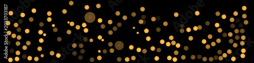 Canvastavla Golden bokeh lights on black background