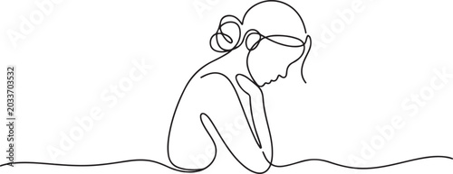 Tableau sur toile Unhappy woman feeling lonely, sad, Abstract depressed young girl silhouette suffering from anxiety