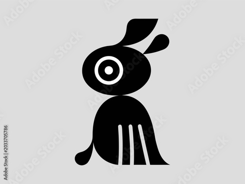 Black Minimalist Rabbit Bunny Animal Icon Vector Design