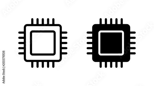 Bild auf Leinwand Microchip Icon Set, Computer Processor Symbol, Central Processing Unit Vector Gr