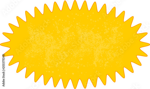 Spiky Ellipse Scallop Oval Abstract Geometric Y2K Sticker Shape. Y2K Badge Figure Isolated Element.