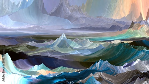 Vibrant abstract wave patterns a surreal gigapixel art landscape experience