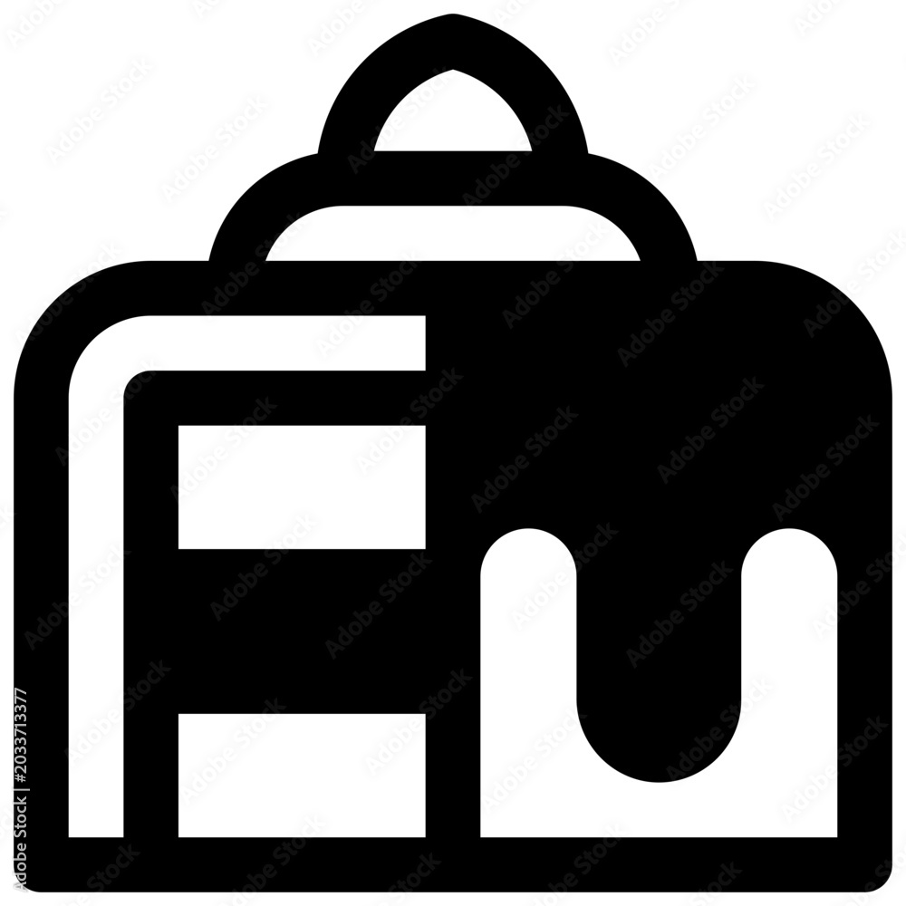 Fototapeta premium Ice cream cake. Outlined stroke vector icon with black-filled details.