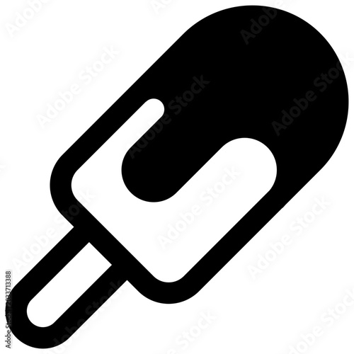 Ice pop. Outlined stroke vector icon with black-filled details. 