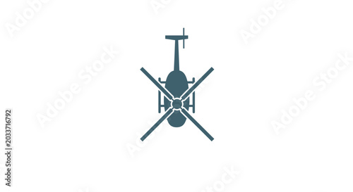 Bild auf Leinwand Overhead View of Green Helicopter Model.