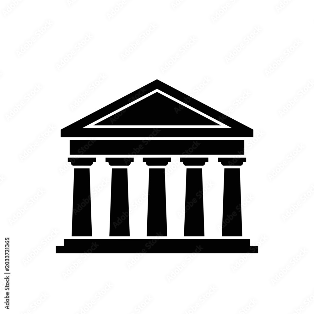 Fototapeta premium Classical Greek Temple Building Icon Silhouette.