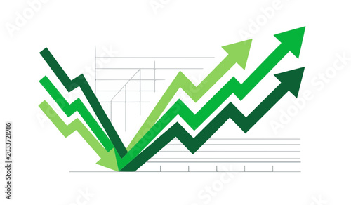 Foto Green financial growth arrow chart showing business recovery and stock market re