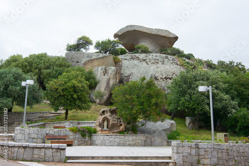 Mushroom rock formation in arzachena, sardinia, italy