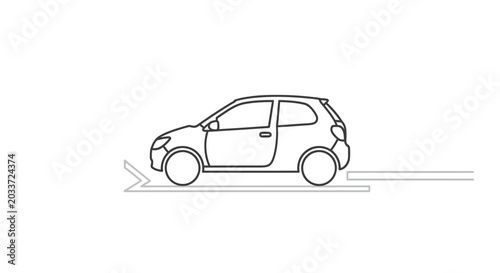 Quadro su tela Small hatchback car in motion fast.