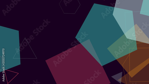 Vibrant geometric shapes in various colors creating a dynamic and abstract composition.
